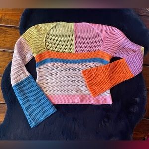Crocheted multi color sweater